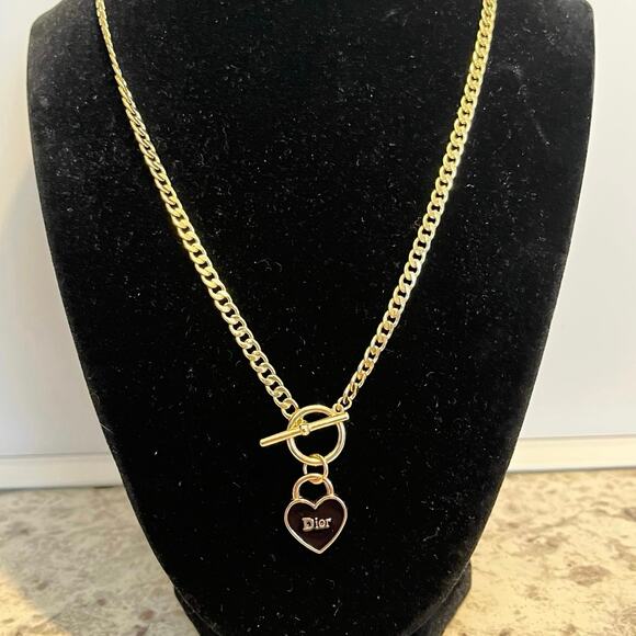 Dior Black Heart Charm with an 18” Cuban Link Chain Necklace - Picture 2 of 3